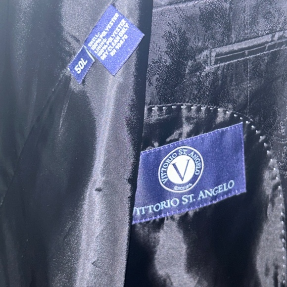 Vittorio St. Angelo Men’s 3-Piece Suit – Size 50L – Black Paisley Lapel Jacket - Picture 10 of 11